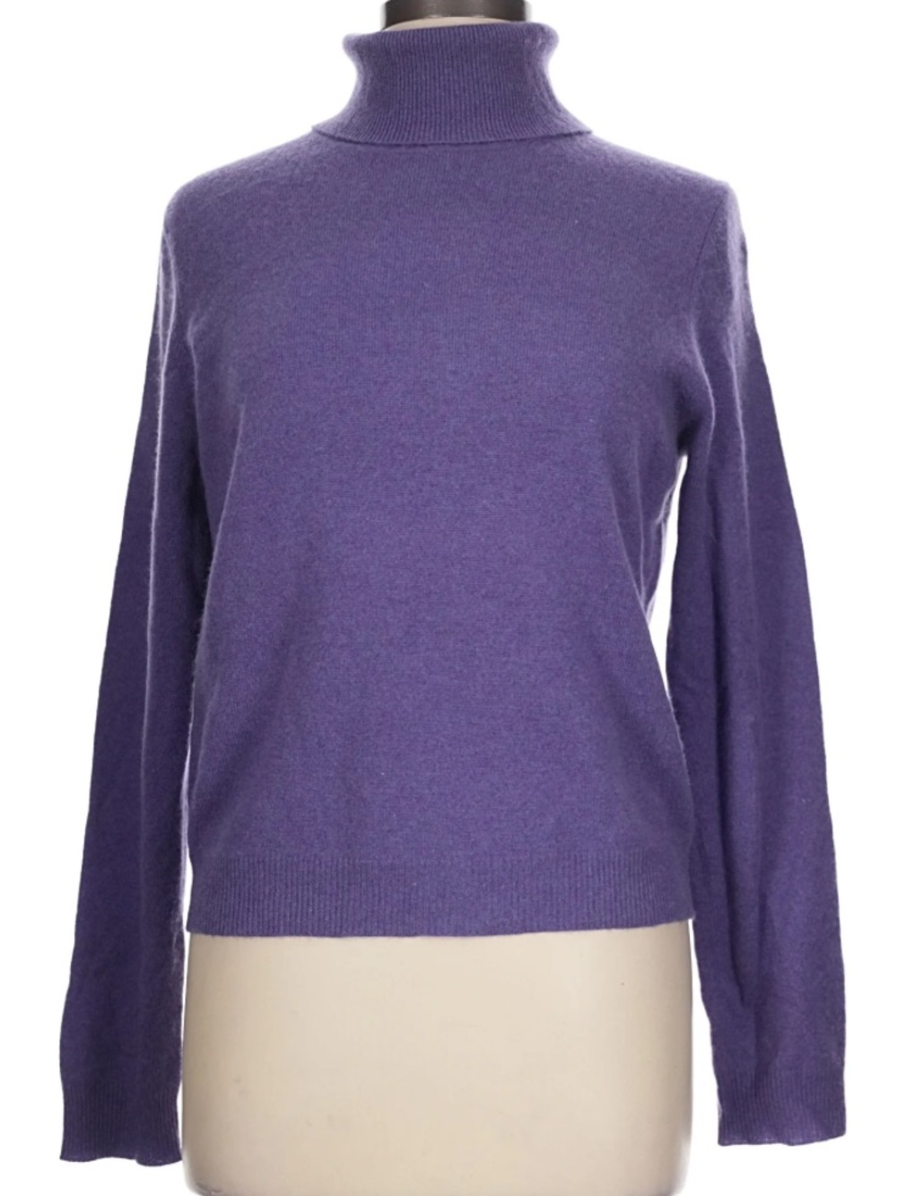 Vintage Purple 2-Ply Cashmere Turtleneck Sweater Valerie Stevens Hong Kong L